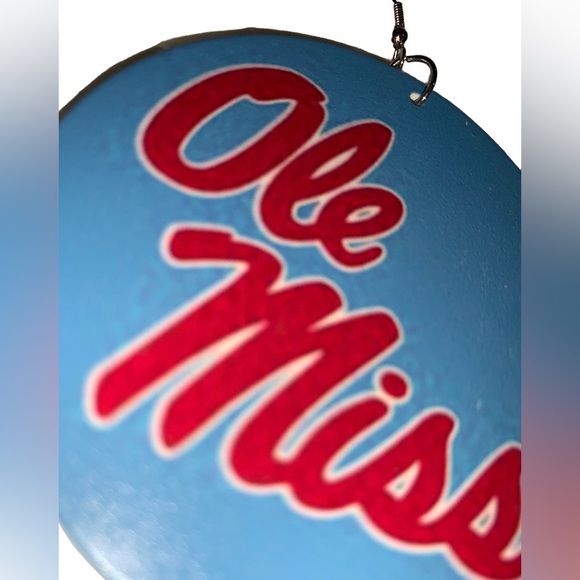 NEW CUSTOM Ole Miss University of Mississippi powder blue earrings jewelry - Picture 2 of 5